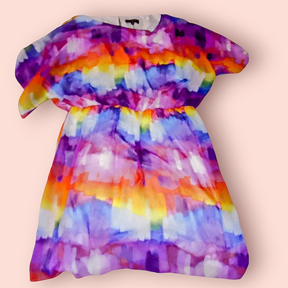 Lux II rainbow sheer dress attached slip Size: 1x